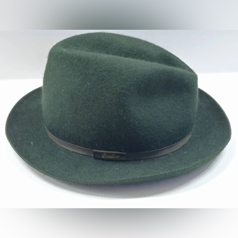 Borsalino Traveller Fur Felt Fedora Hat Green Made in Italy Water Repellent 60 - Picture 7 of 14